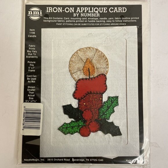 VTG NMI NEEDLEMAGIC Inc. Iron-On Appliqué Card By Numbers, Candle #1196, NIP - Picture 11 of 14